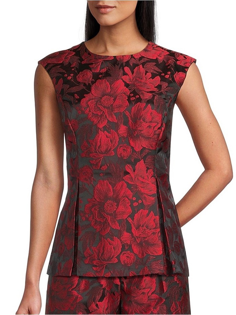 NWT Red and Black Preston & York Blouse Top Size 4